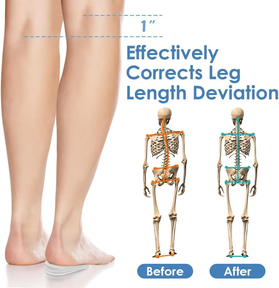 4 Layers Adjustable Height Increase Insoles, 1 Inch Heel Lift for Leg Length Discrepancies, Heel Cushions for Heel Spurs and Heel Pain, Heel Inserts for Women and Man (Transparent, Large)