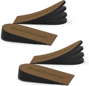 Adjustable Heel Lift Inserts for Shoes - Bukihome Orthopedic Shoe Lift for Uneven Legs 4 Layers Height Increase Insole for Heel Pain,Heel Spur,Achilles Tendonitis(Brown,Large,2Pairs)
