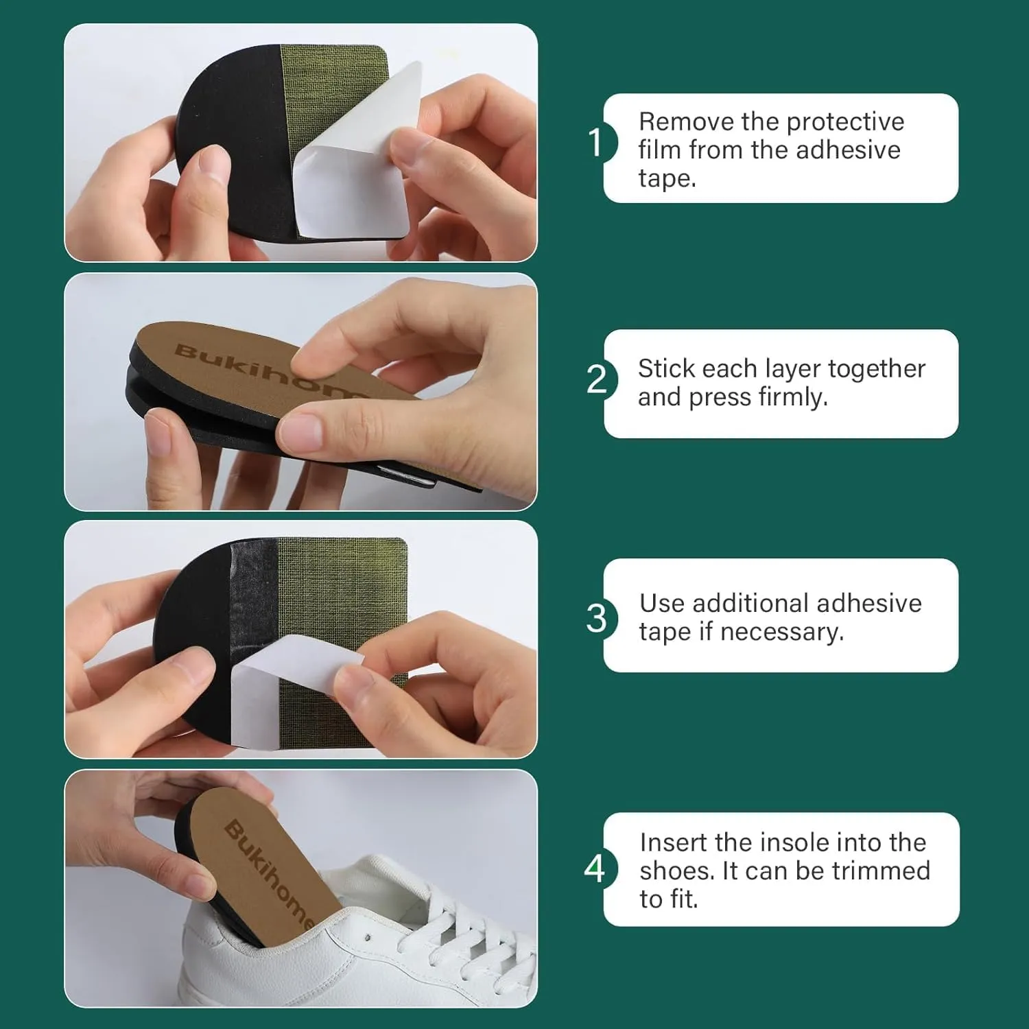 Adjustable Heel Lift Inserts for Shoes - Bukihome Orthopedic Shoe Lift for Uneven Legs 4 Layers Height Increase Insole for Heel Pain,Heel Spur,Achilles Tendonitis(Brown,Large,2Pairs)