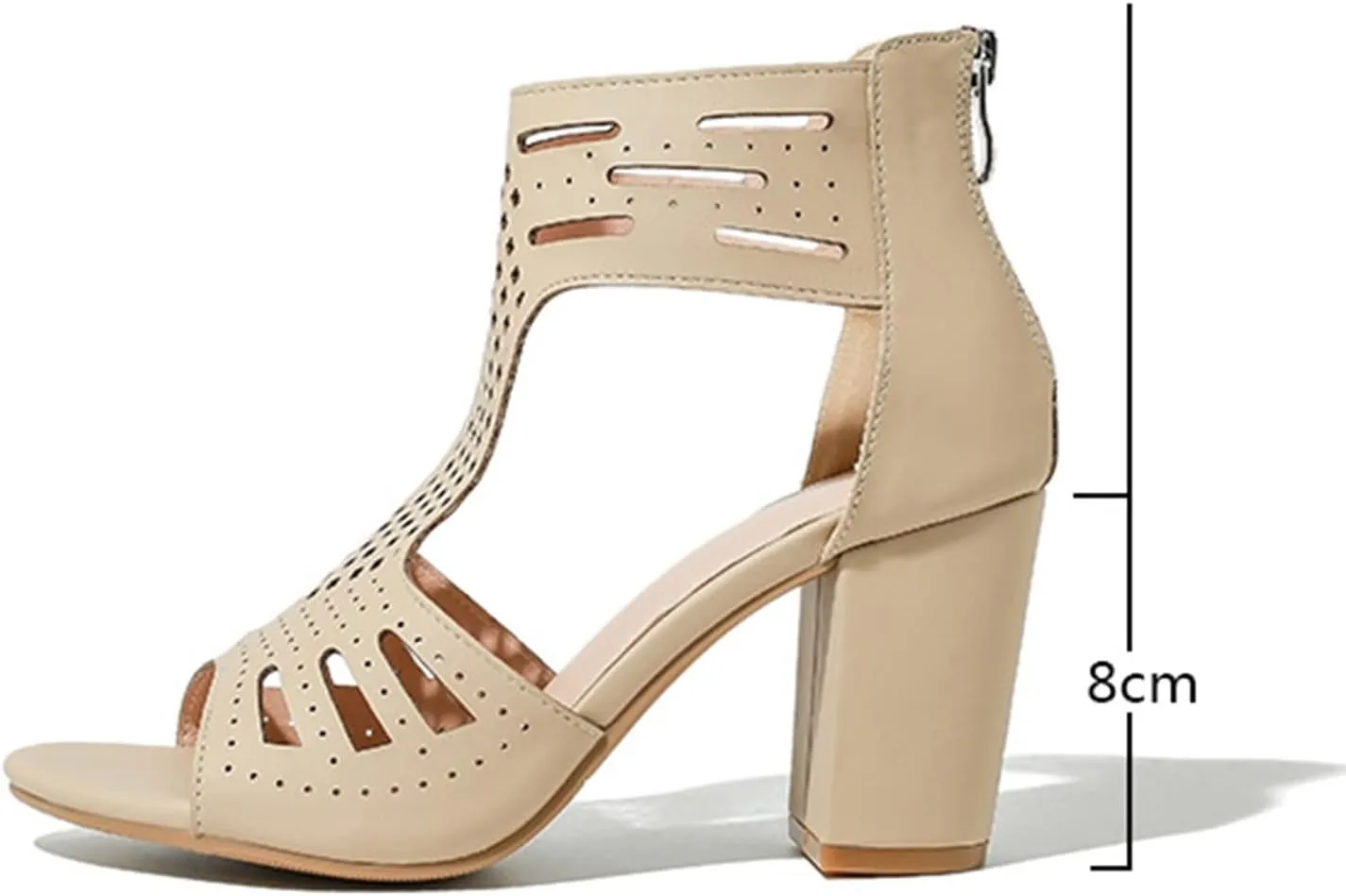 ADMLZQQ Women's High Heel Pumps Peep Toe Sandals Leather Zip Bridal Wedding Party Shoes