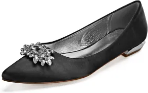 ADMLZQQ Women's Pointed Toe Rhinestone Wedding Shoes for Bride Flats Bridal Shoes Formal Prom Party Dress Sandals