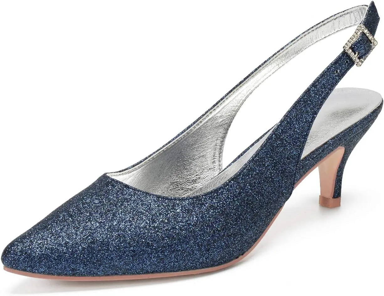 ADMLZQQ Women's Wedding Shoes for Bride High Heels Pointed Toe Bridal Shoes Sequin Prom Party Dress Pumps Sandals
