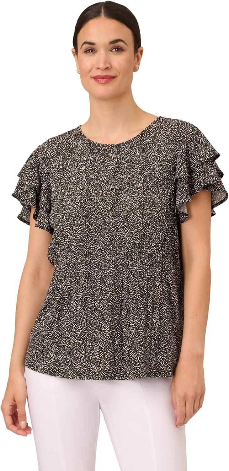 Adrianna Papell Women's Pleated Knit Double Sleeve Top