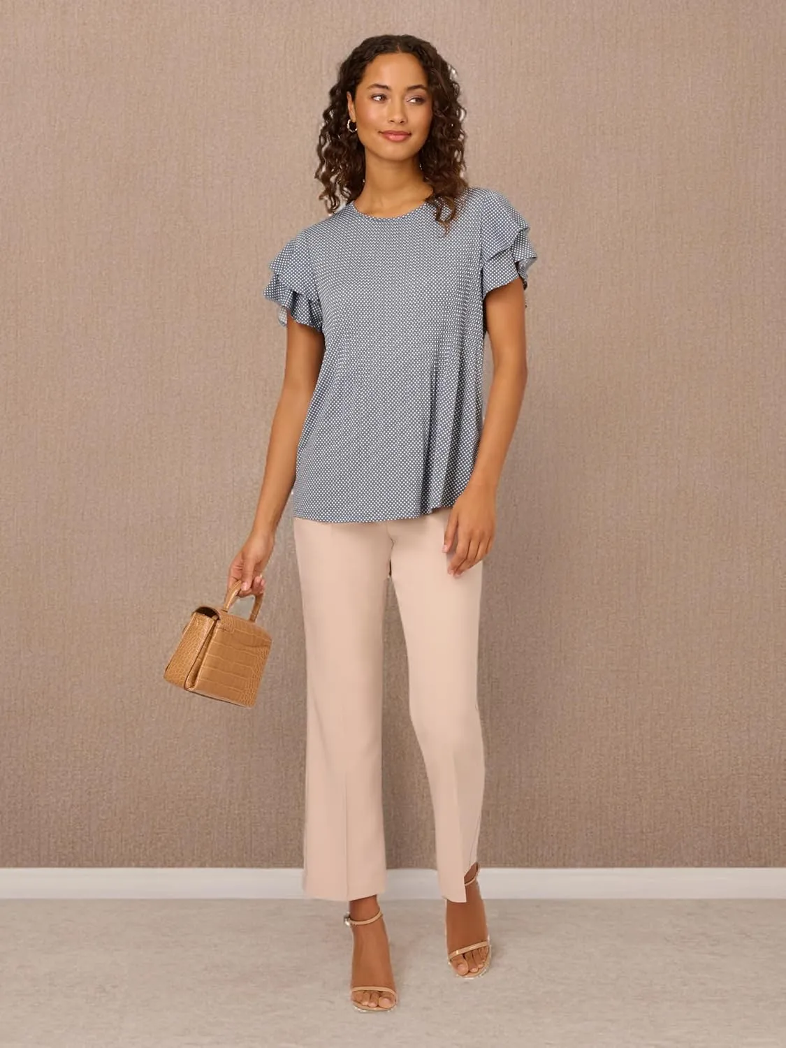 Adrianna Papell Women's Pleated Knit Double Sleeve Top