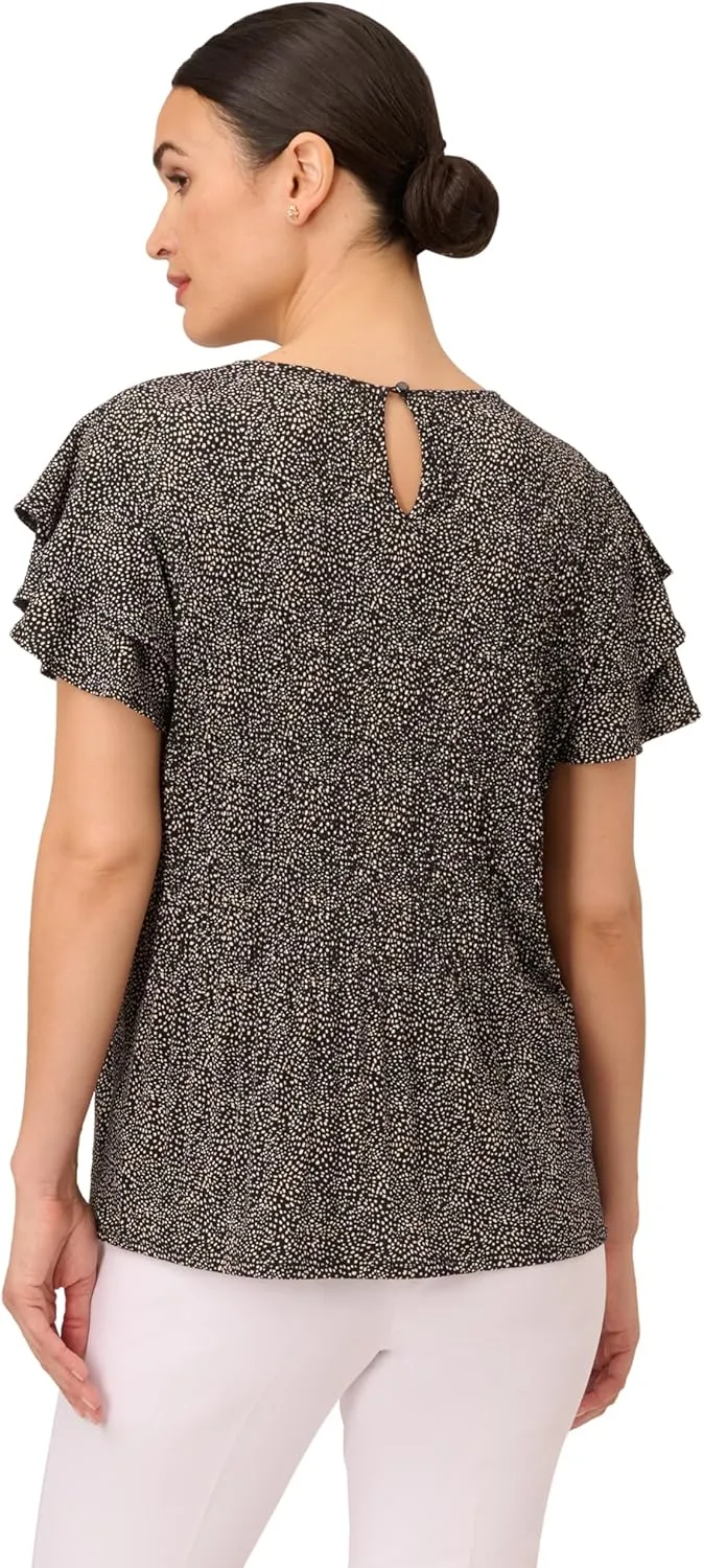 Adrianna Papell Women's Pleated Knit Double Sleeve Top