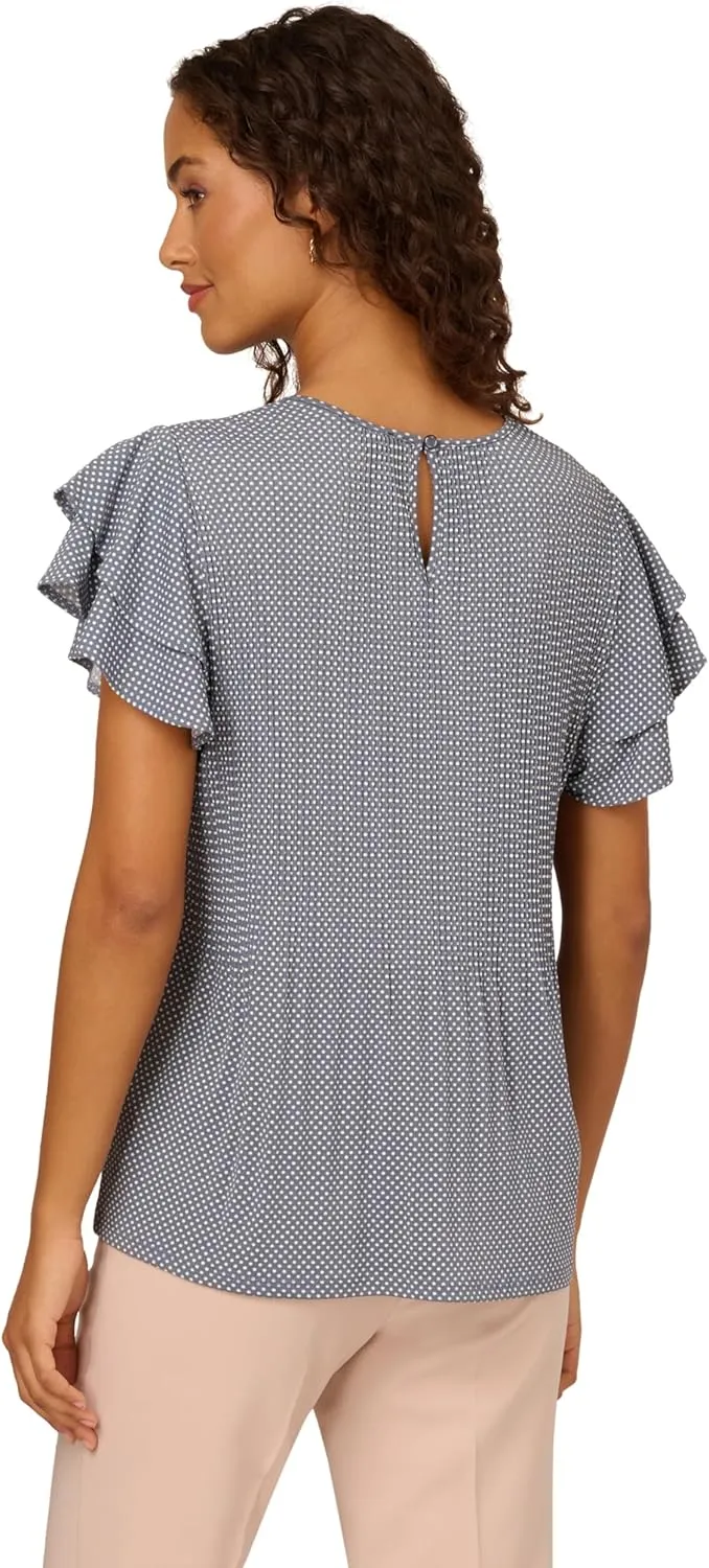 Adrianna Papell Women's Pleated Knit Double Sleeve Top