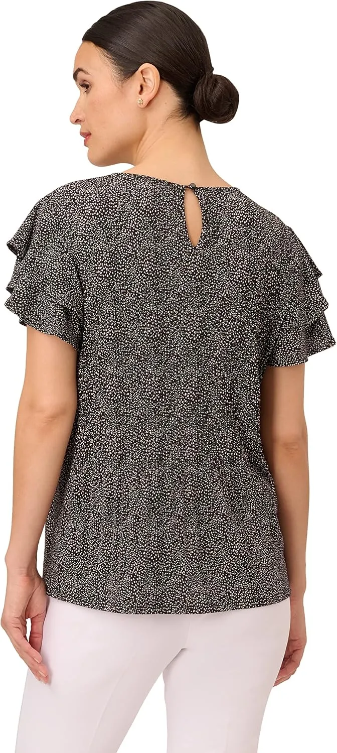 Adrianna Papell Women's Pleated Knit Double Sleeve Top