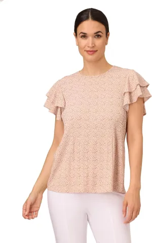 Adrianna Papell Women's Pleated Knit Double Sleeve Top