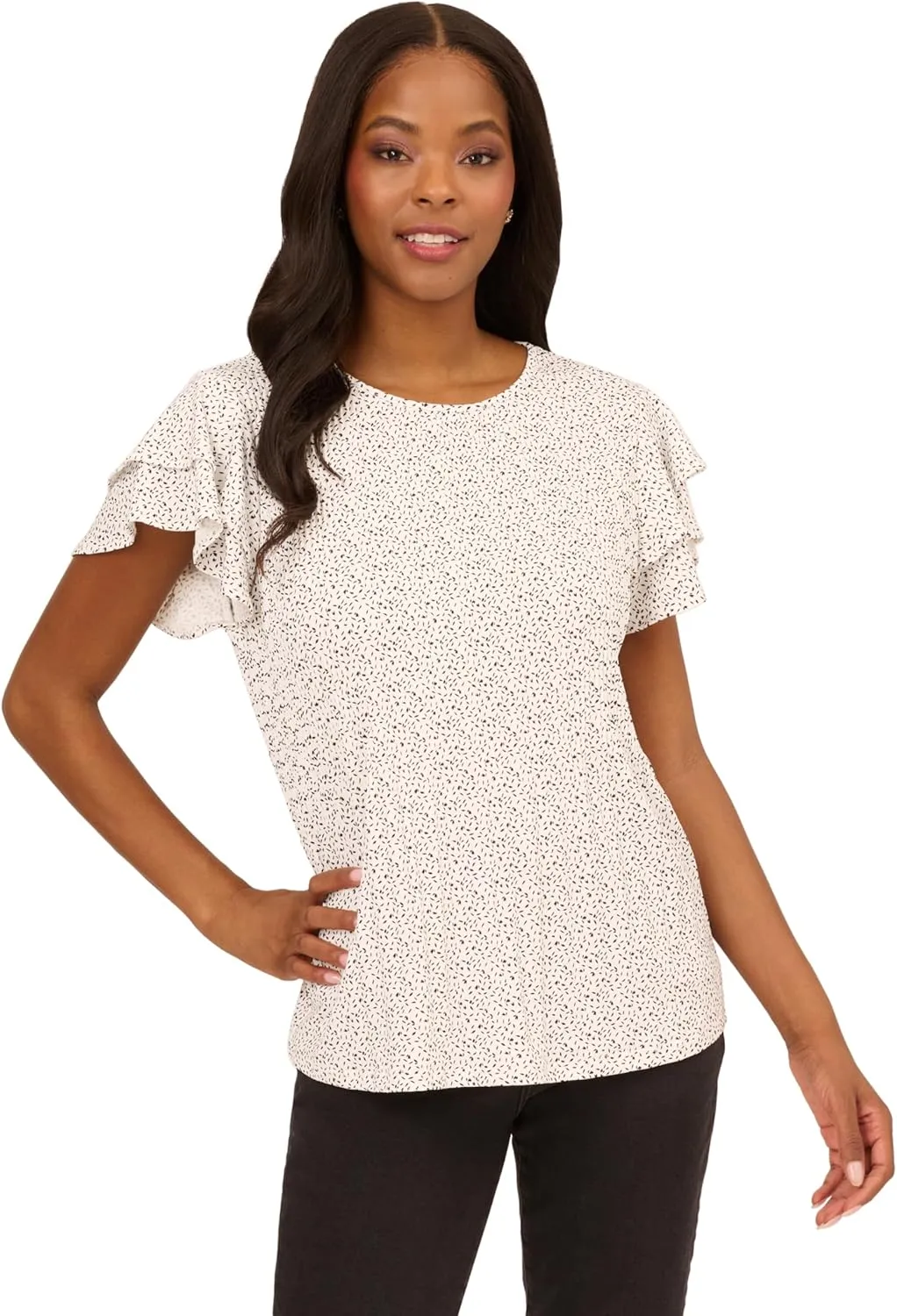 Adrianna Papell Women's Pleated Knit Double Sleeve Top