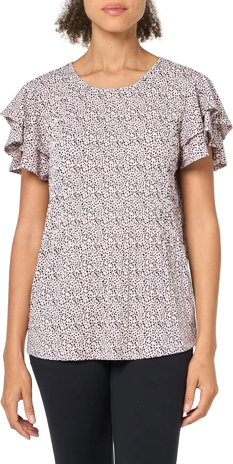 Adrianna Papell Women's Pleated Knit Double Sleeve Top