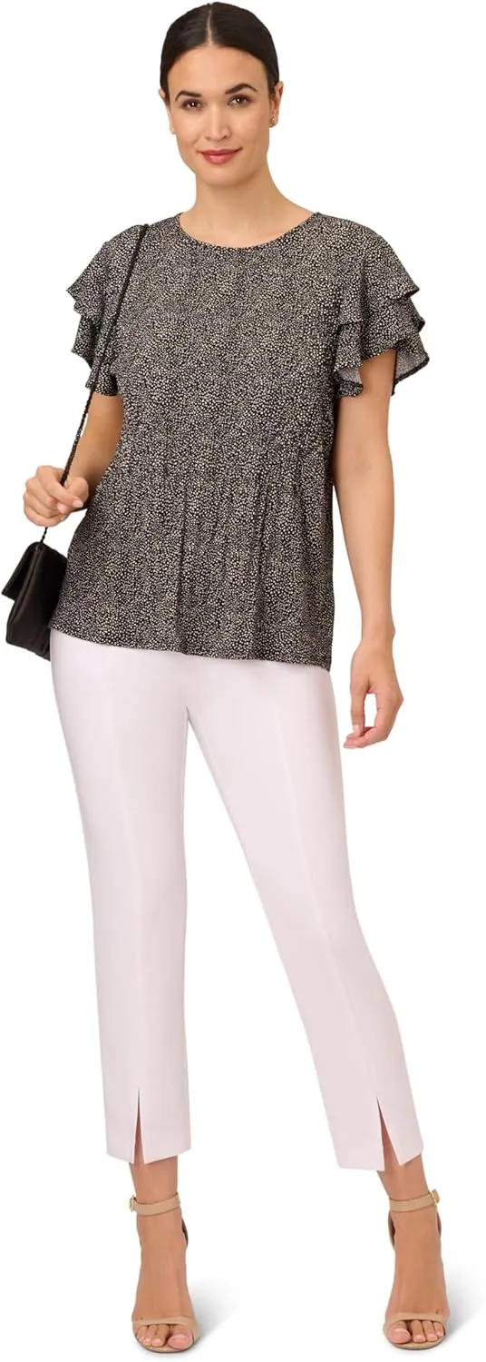 Adrianna Papell Women's Pleated Knit Double Sleeve Top