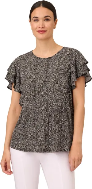 Adrianna Papell Women's Pleated Knit Double Sleeve Top