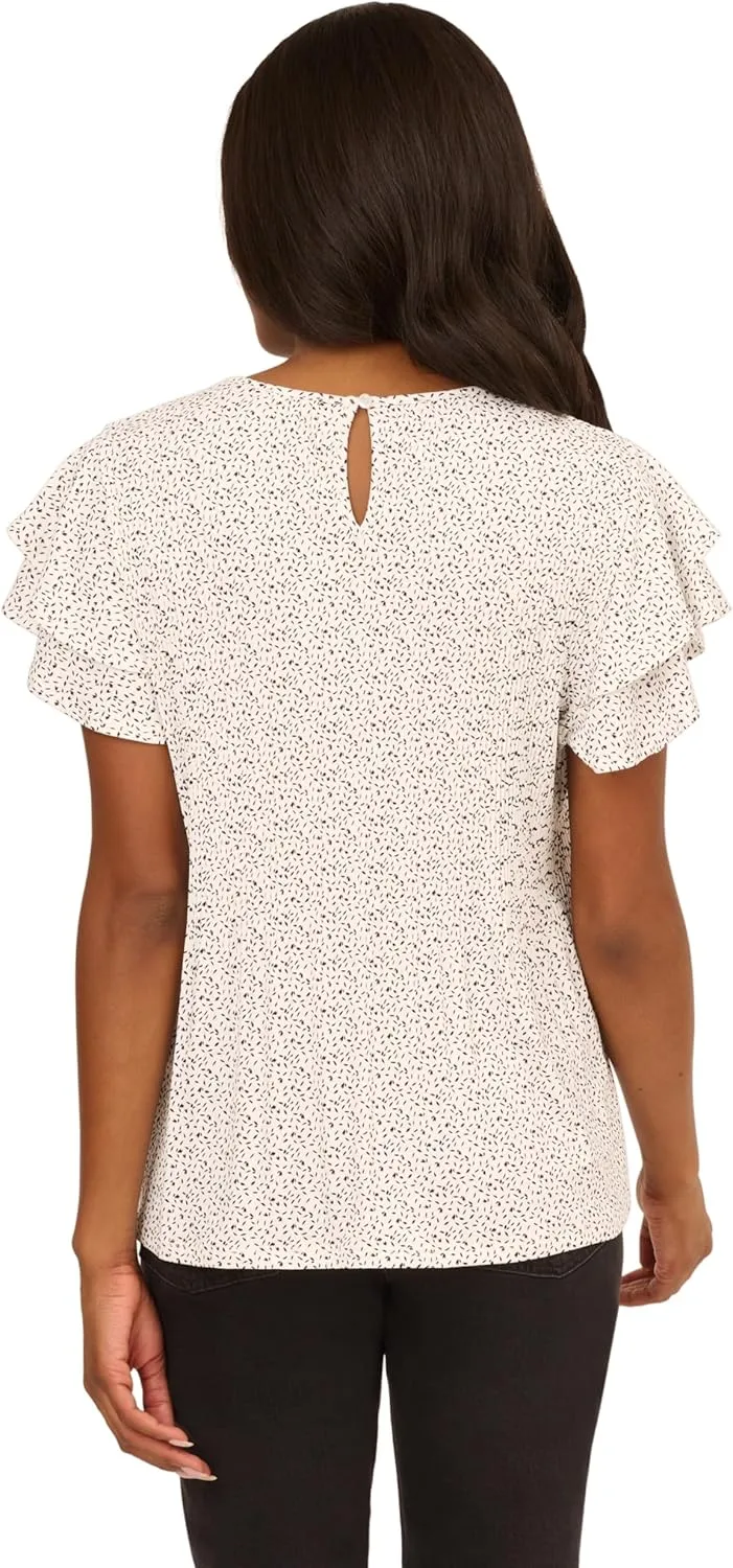 Adrianna Papell Women's Pleated Knit Double Sleeve Top