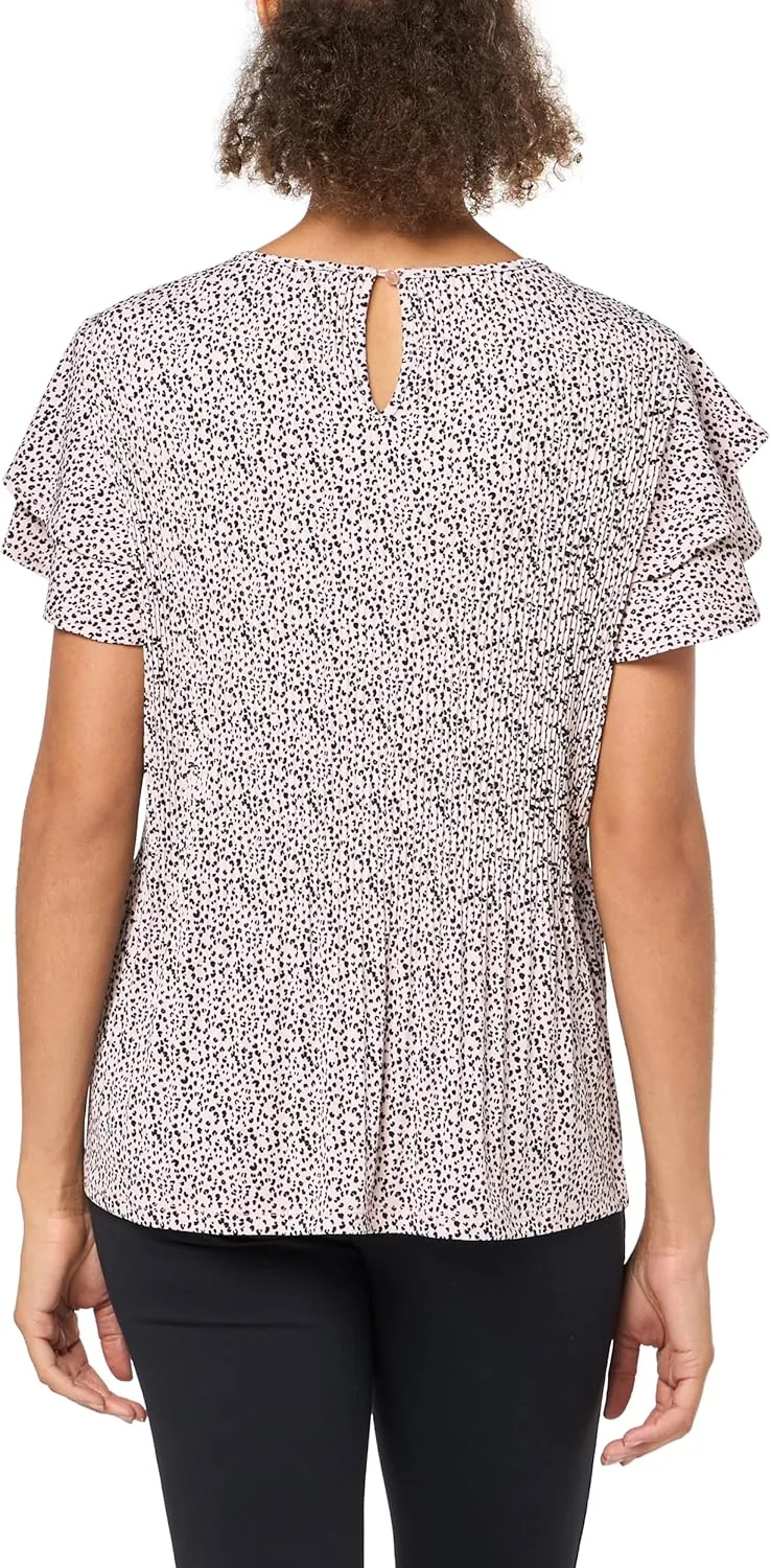 Adrianna Papell Women's Pleated Knit Double Sleeve Top