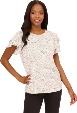 Adrianna Papell Women's Pleated Knit Double Sleeve Top