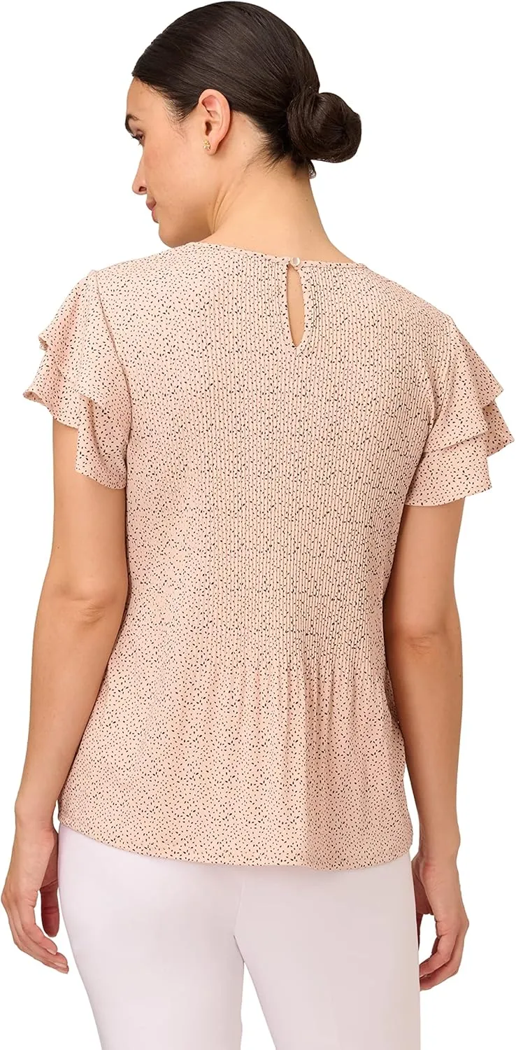 Adrianna Papell Women's Pleated Knit Double Sleeve Top