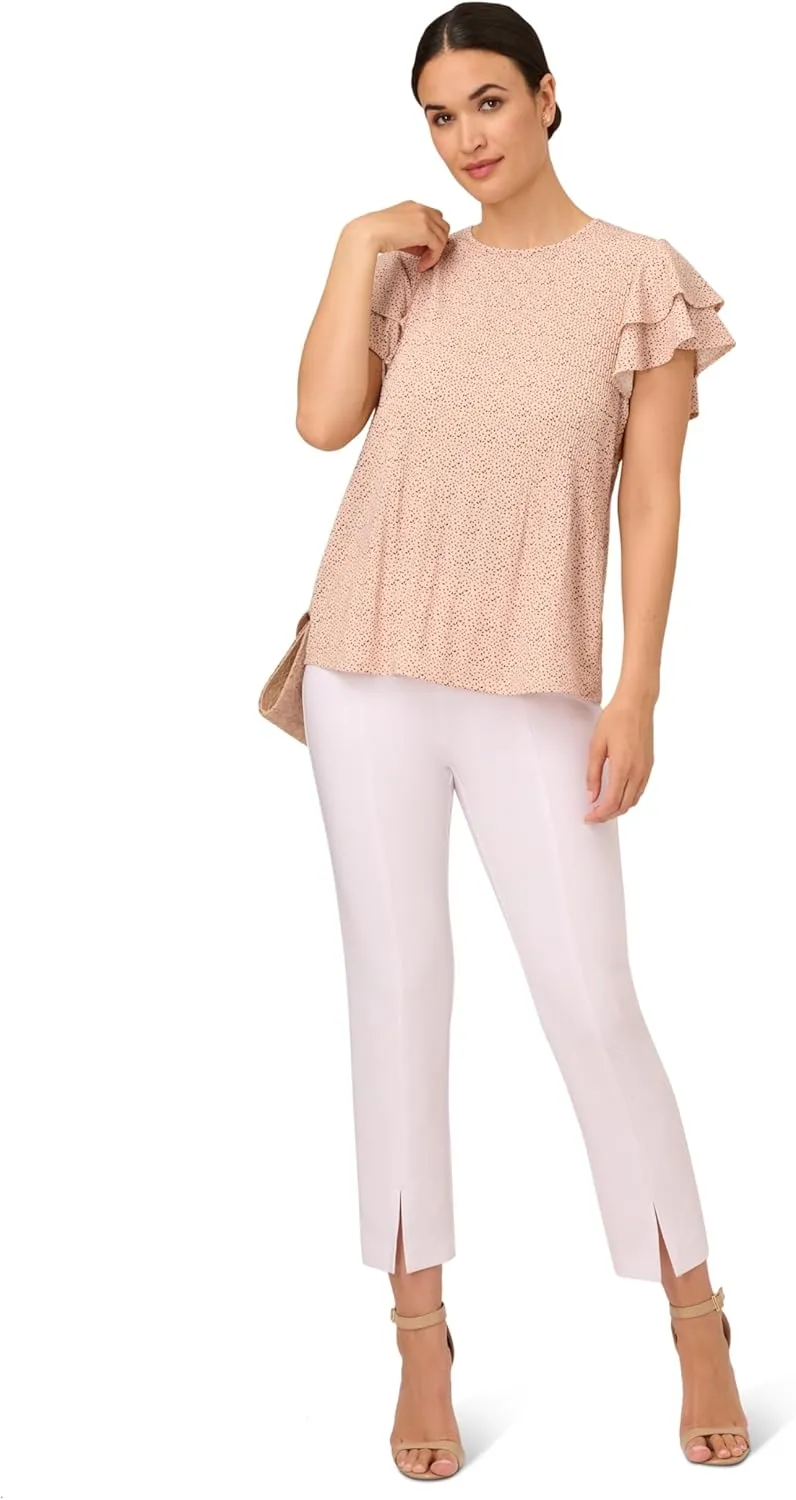 Adrianna Papell Women's Pleated Knit Double Sleeve Top