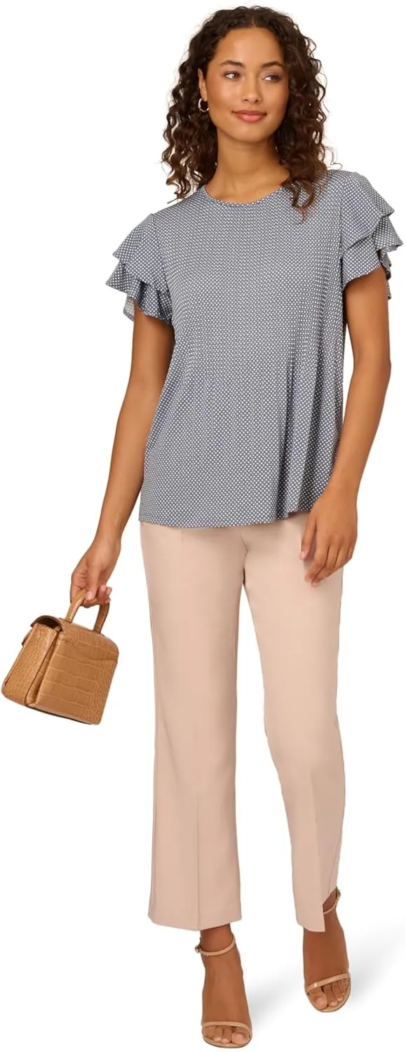 Adrianna Papell Women's Pleated Knit Double Sleeve Top