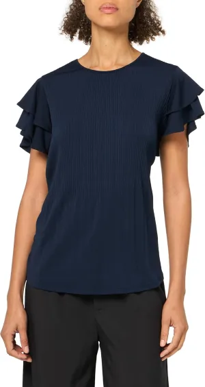Adrianna Papell Women's Solid Pleat Double Sleeve Top