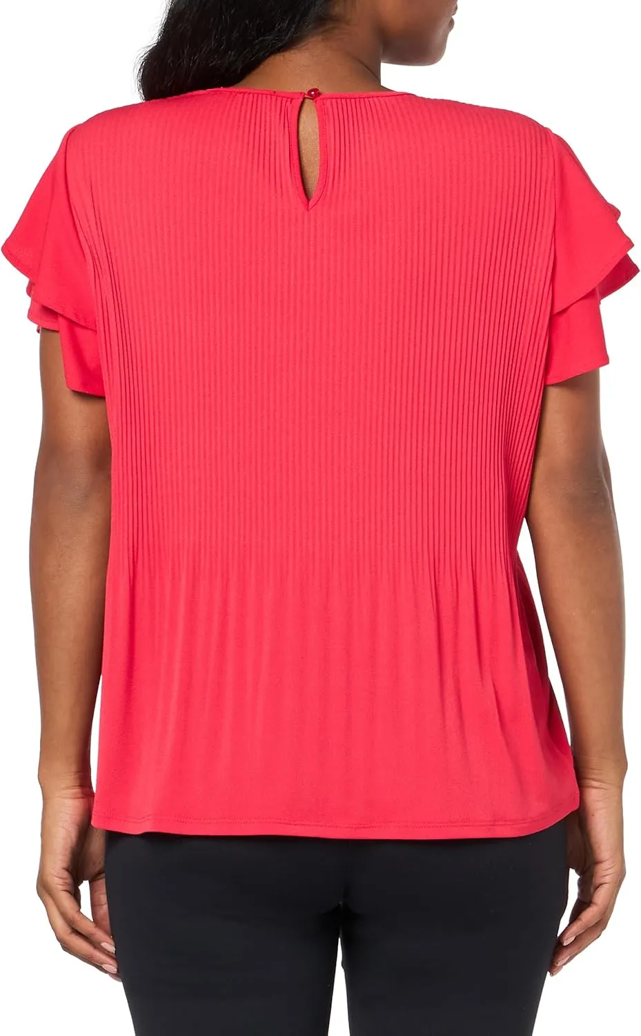 Adrianna Papell Women's Solid Pleat Double Sleeve Top