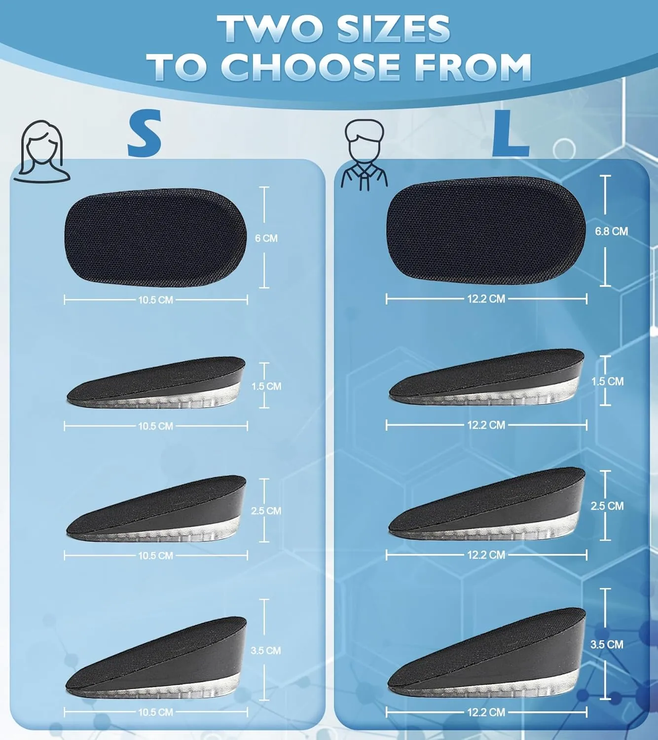 Ailaka Gel Height Increase Insoles, Shock Absorption Heel Cushion Pads, Height Lift Shoes Inserts for Men & Women