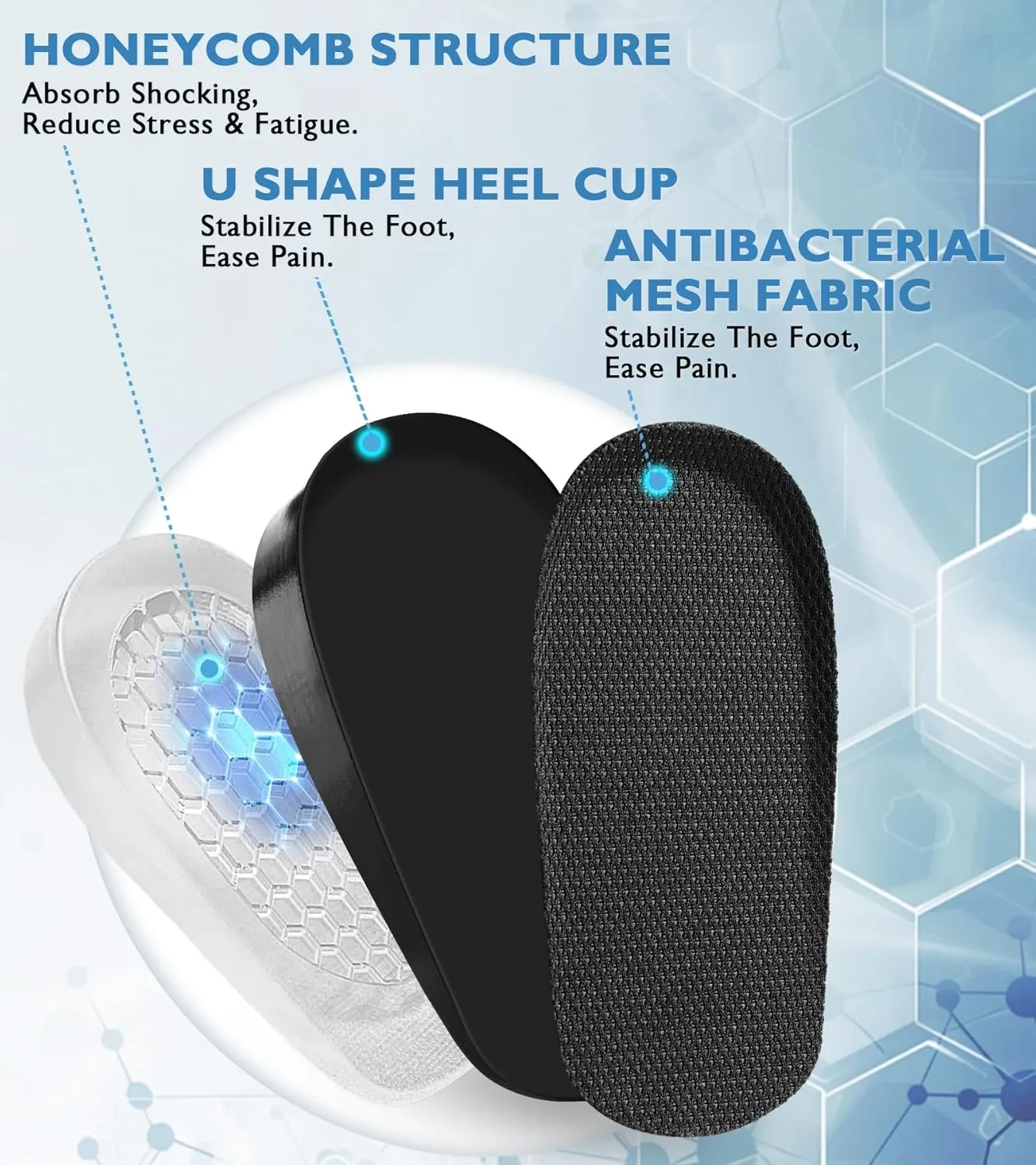 Ailaka Gel Height Increase Insoles, Shock Absorption Heel Cushion Pads, Height Lift Shoes Inserts for Men & Women