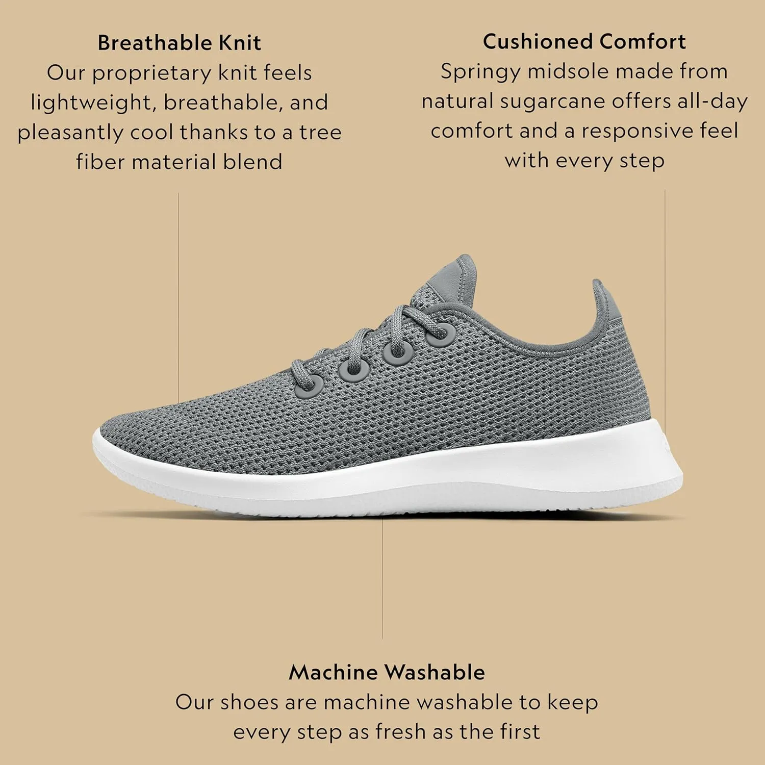 Allbirds Women’s Tree Runners Everyday Sneakers, Machine Washable Shoe Made with Natural Materials