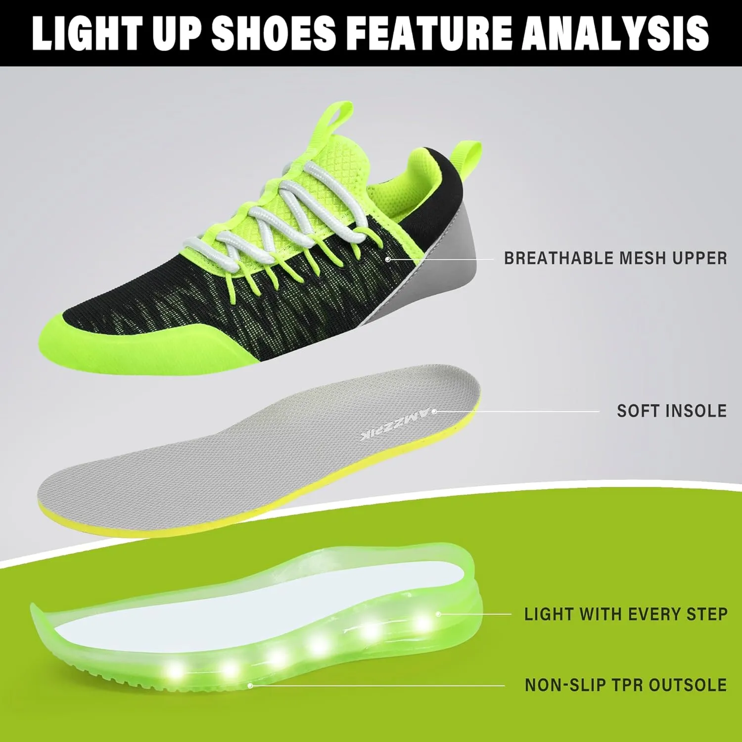 AMZZPIK LUMIKICK Kids Light Up Shoes for Boys Girls Tennis Walking Luminous Sneakers for Little Kid