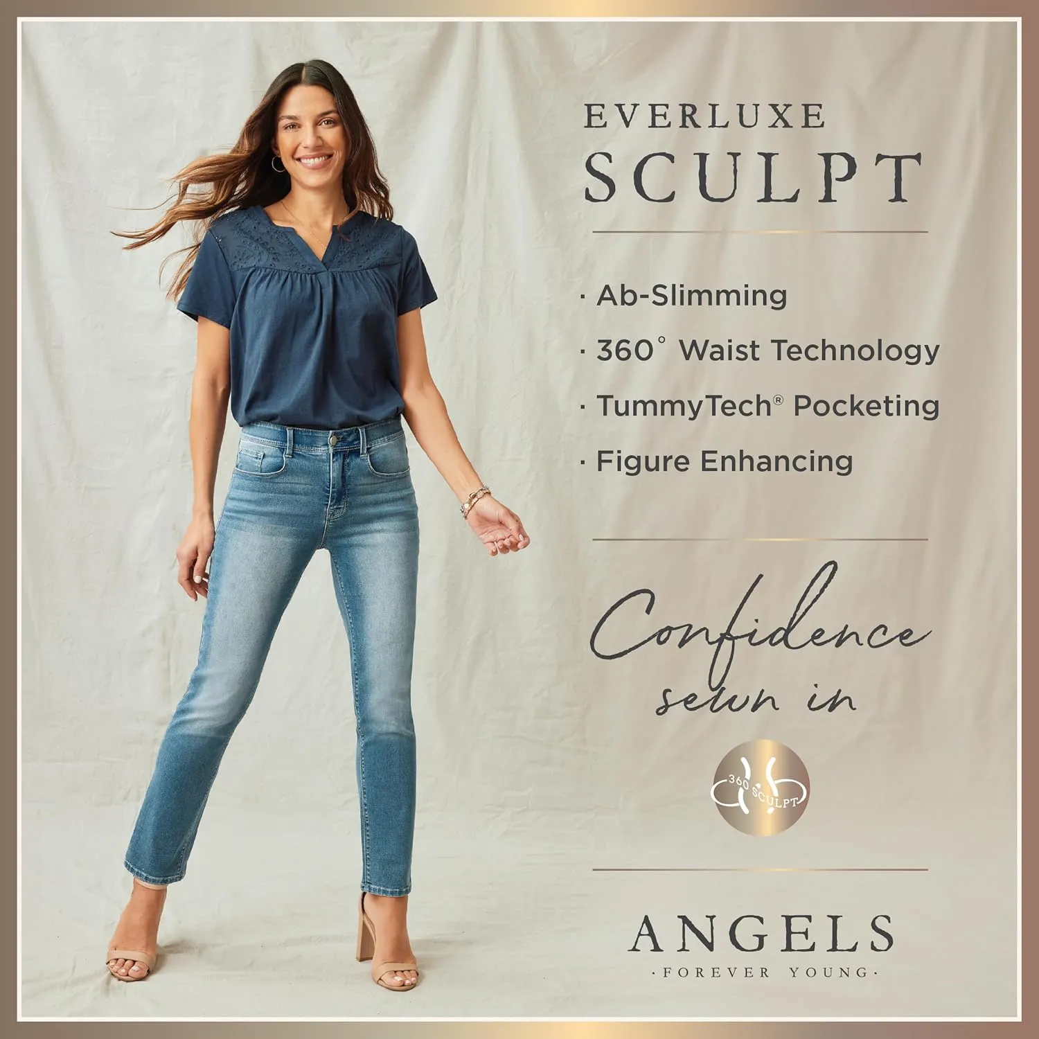 Angels Forever Young 360 Sculpt Bootcut Jeans For Women Figure Enhancing Stretch Denim