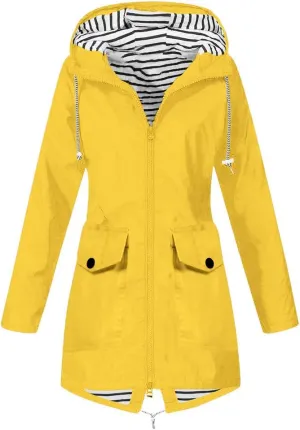 Aniywn Raincoat Women Waterproof Long Hooded Trench Coats Windbreaker Travel Jacket Lightweight Fall Outwear Tops Jacket