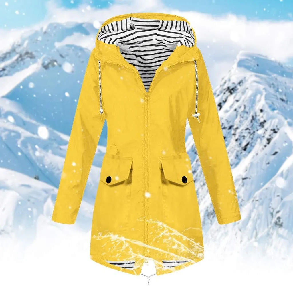 Aniywn Raincoat Women Waterproof Long Hooded Trench Coats Windbreaker Travel Jacket Lightweight Fall Outwear Tops Jacket