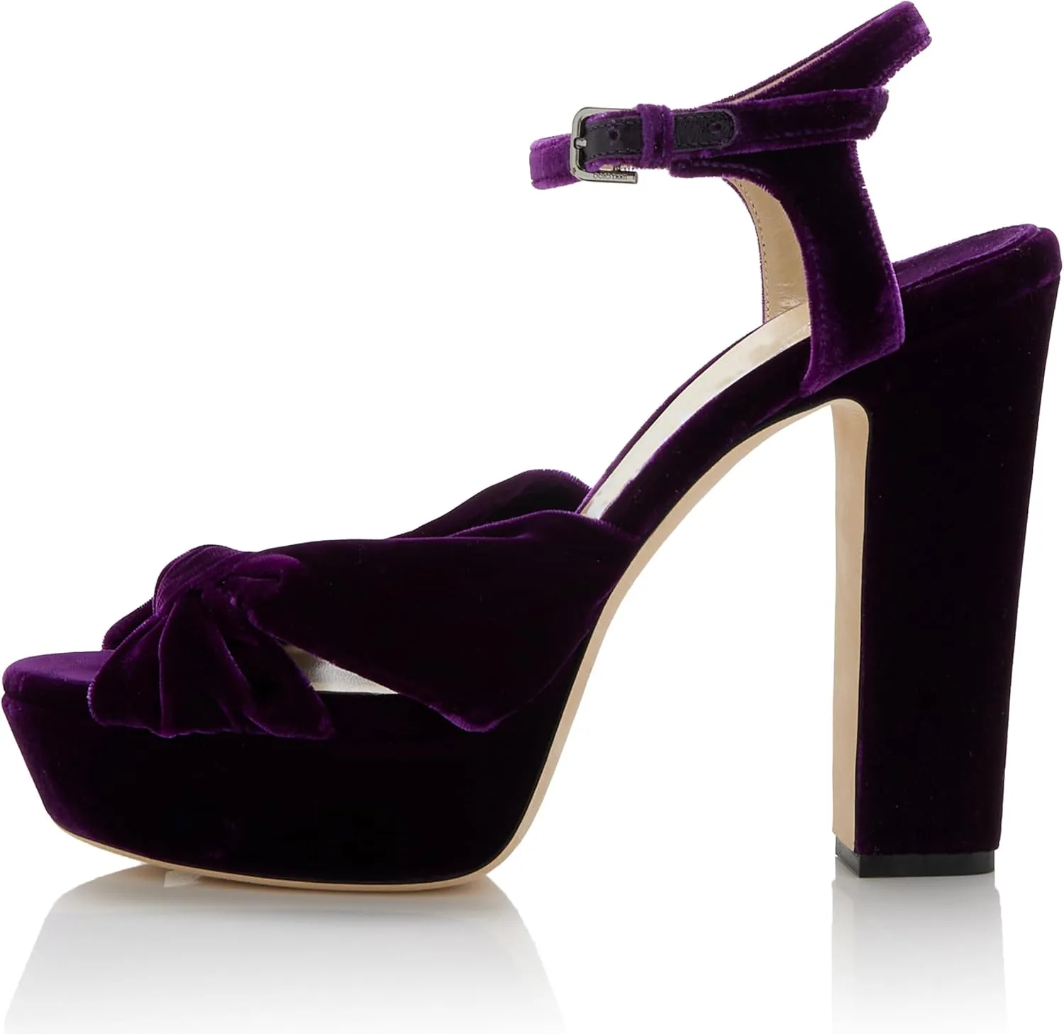 Arqa Bow Platform Sandals for Women Peep Toe Ankle Strap Knotted Block Heels 4.7" Chunky Heel Sandal
