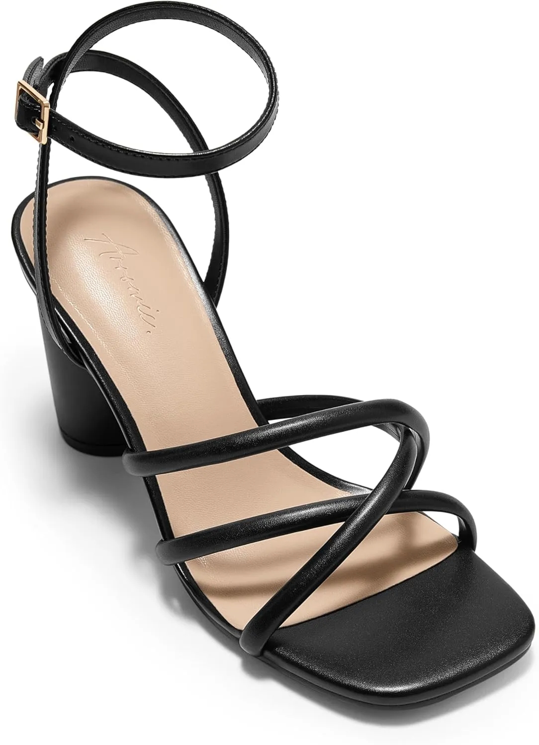 Arromic Women's Heeled Sandals - Chunky Block Heels, Strappy Square Open Toe Ankle Strap Dressy Party Wedding Prom Sandals for Women
