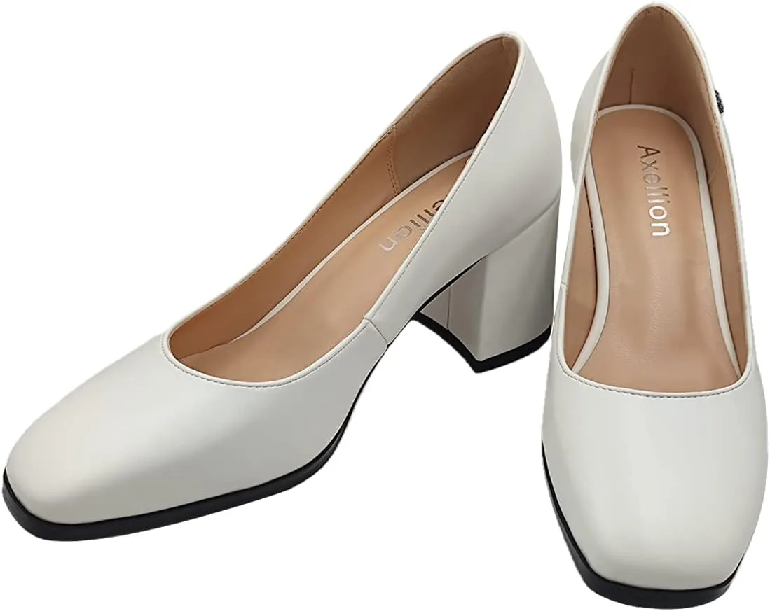 Axellion Pumps for Women, Chunky Heel Low Top Loafers Japanese Uniform Slip On Pumps Shoes JK Lolita Anime Cosplay Shoes with Small Buckle