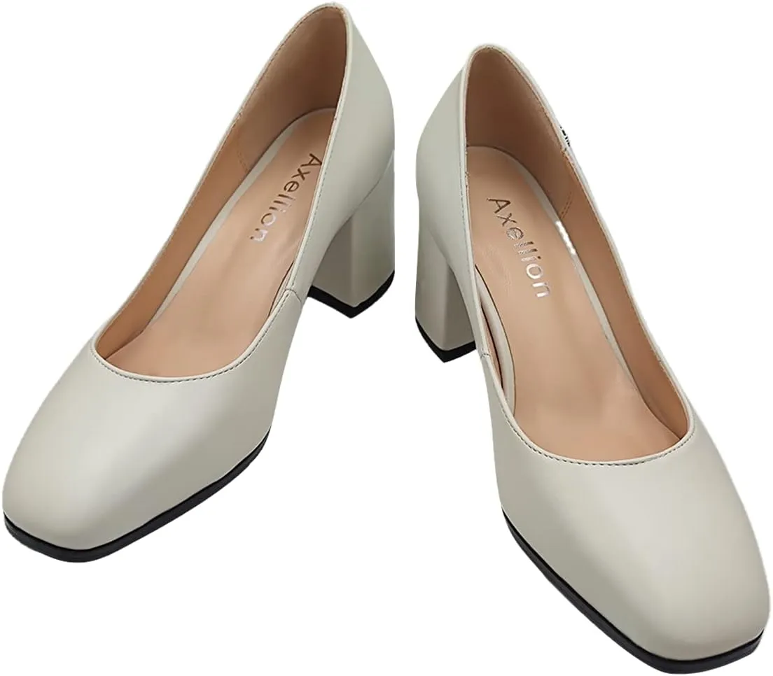 Axellion Pumps for Women, Chunky Heel Low Top Loafers Japanese Uniform Slip On Pumps Shoes JK Lolita Anime Cosplay Shoes with Small Buckle