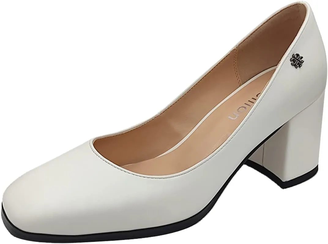 Axellion Pumps for Women, Chunky Heel Low Top Loafers Japanese Uniform Slip On Pumps Shoes JK Lolita Anime Cosplay Shoes with Small Buckle