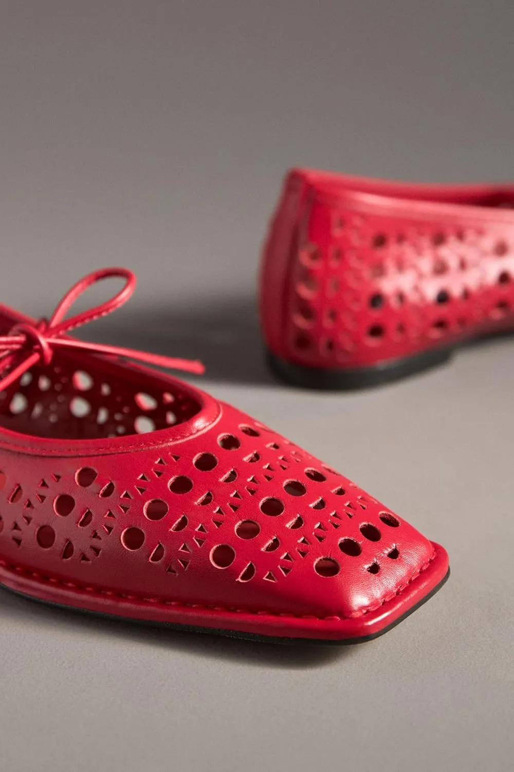 Ballet Flats Shoes for Women Mary Jane Flats Breathable Leather Square Toe Lace-Up Loafers Comfortable Slip-On Summer Shoes