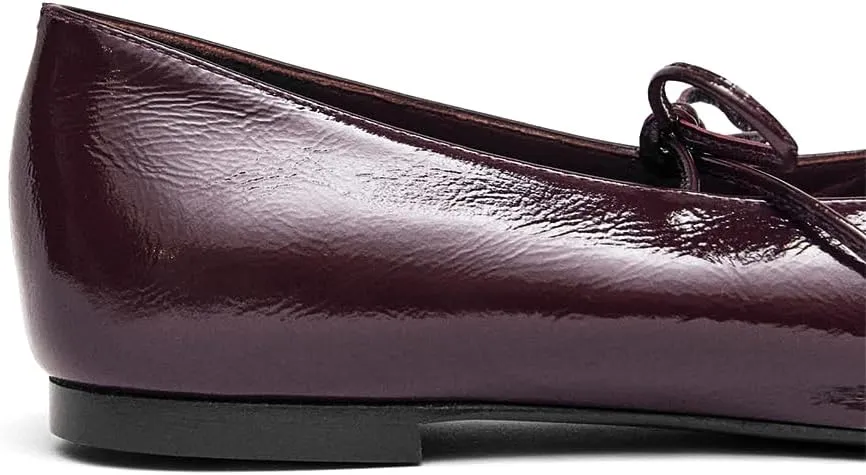 Ballet Flats Shoes for Women Mary Jane Flats Breathable Leather Square Toe Lace-Up Loafers Comfortable Slip-On Summer Shoes