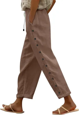 Beach Pants for Women Pants Drawstring Capri Pants with Pockets Wide Leg Cropped Pants for Women Loose Pants for