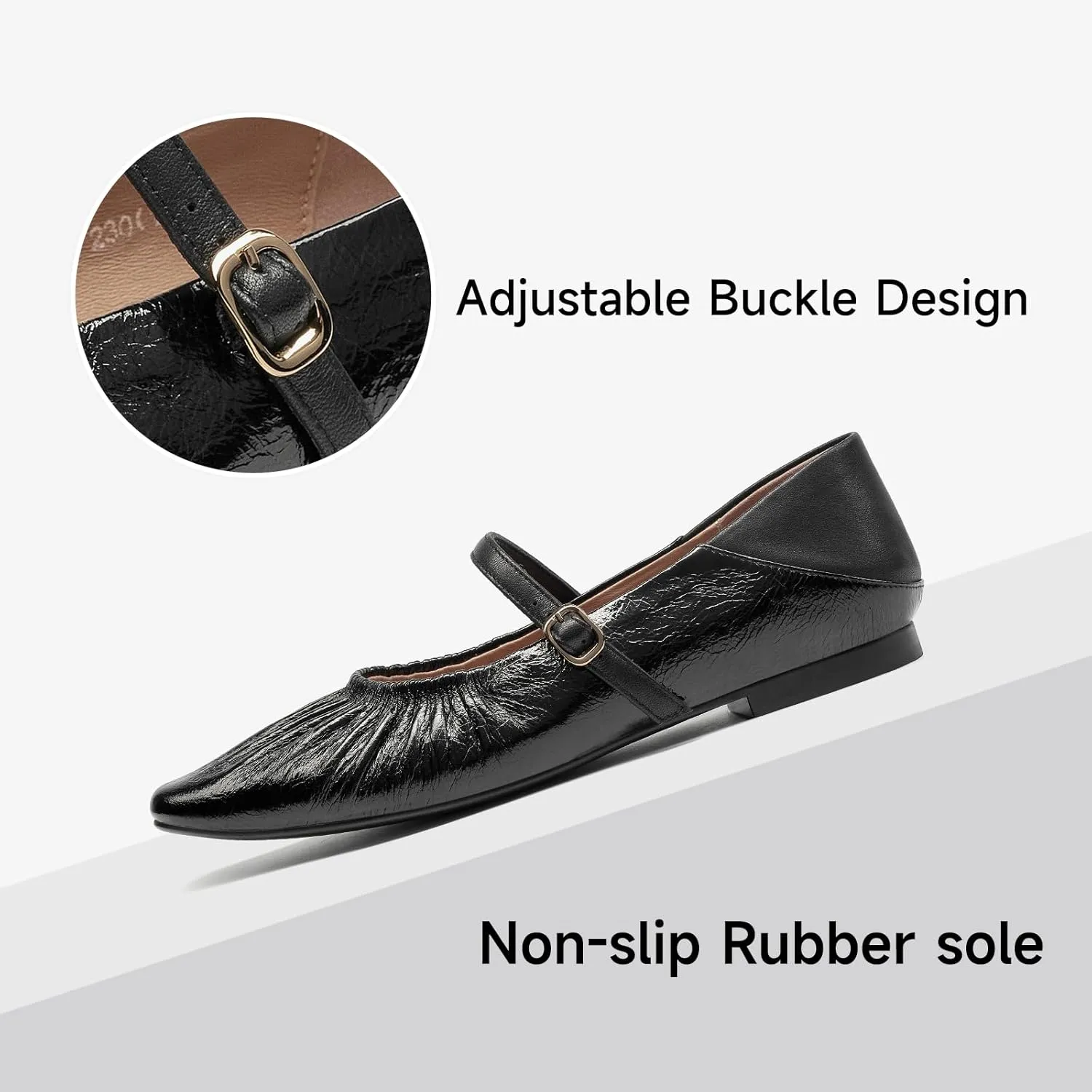 BEAU TODAY Women Mary Jane Shoes, Mary Jane Ballet Flats for Women, Pointed Toe Dressy Flats for Women, Comfortable Adjustable Strap Dress Shoes for Wedding Party