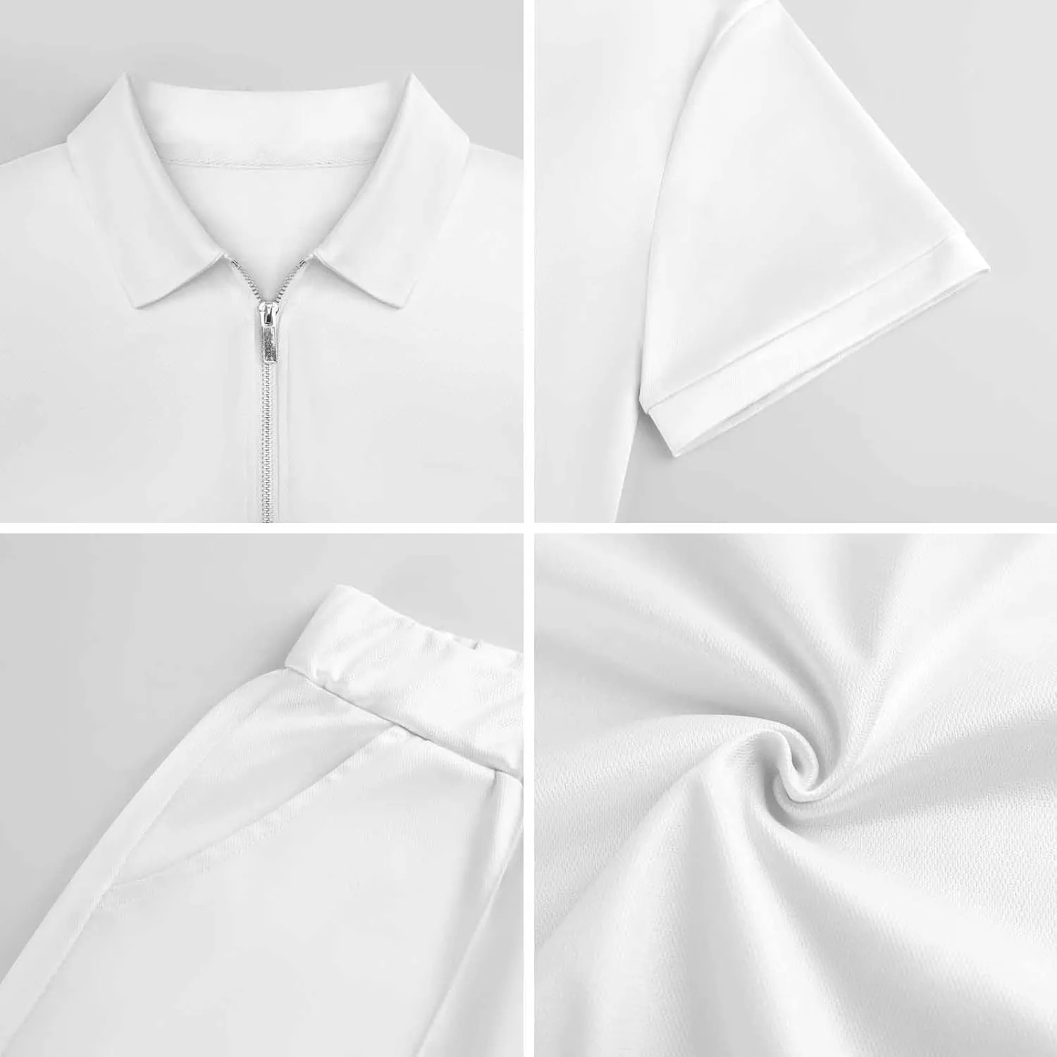 Black Dragon Flying Fantasy City Summer Polo Suits for Men 1/4 Zipped Golf Shirts And Shorts Sets Loungewear