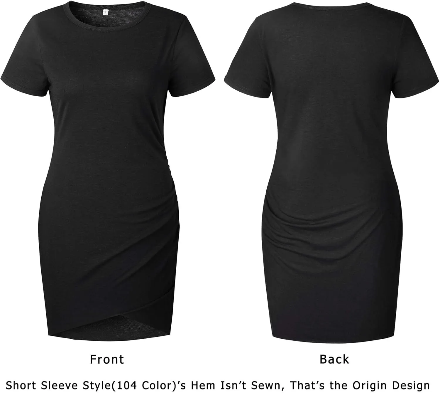 BTFBM Women's 2025 Summer Casual Beach Dresses Crew Neck Short Sleeve Wrap Party Club Mini Ruched Bodycon T Shirt Dress