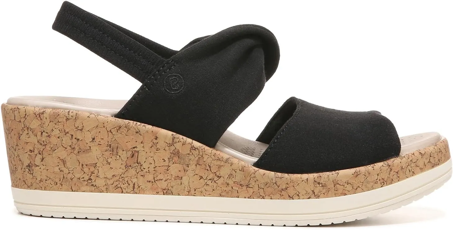 BZees Women's Remix Machine Washable Ankle Strap Wedge Sandal Slide