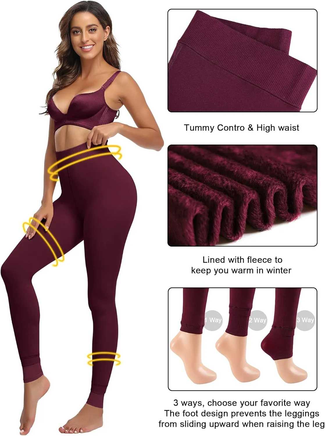 CHRLEISURE Women's Winter Warm Fleece Lined Leggings - Thick Velvet Tights Thermal Pants