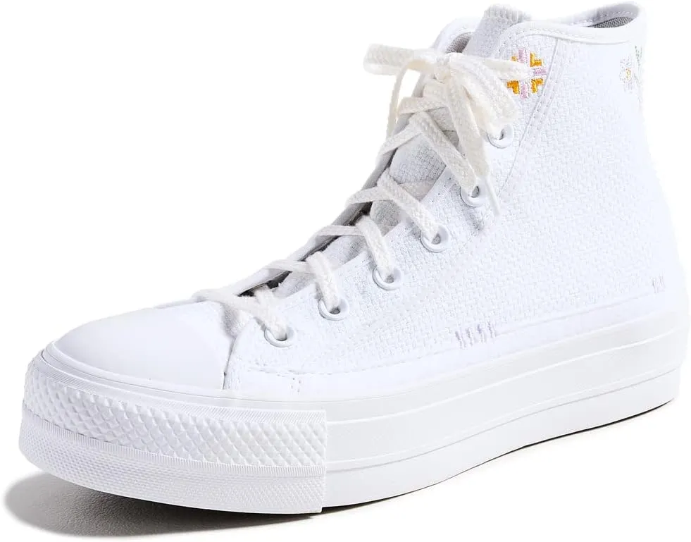 Converse Women's Chuck Taylor All Star Lift High Top Sneakers, White/Moonstone Violet/Mouse, 5 Medium US