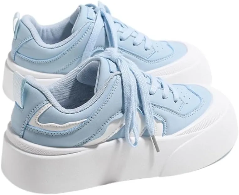 Cream Korean Chunky Sneakers, Kawaii Academy Style, White Cloud Sole with Hidden Heel Lift, Athletic Shoes for Women Outfit for Travel, Trendy Gift for Daughter