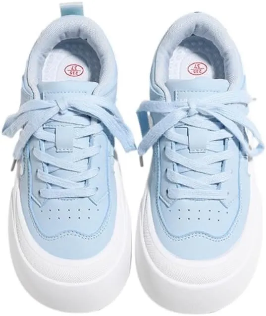 Cream Korean Chunky Sneakers, Kawaii Academy Style, White Cloud Sole with Hidden Heel Lift, Athletic Shoes for Women Outfit for Travel, Trendy Gift for Daughter