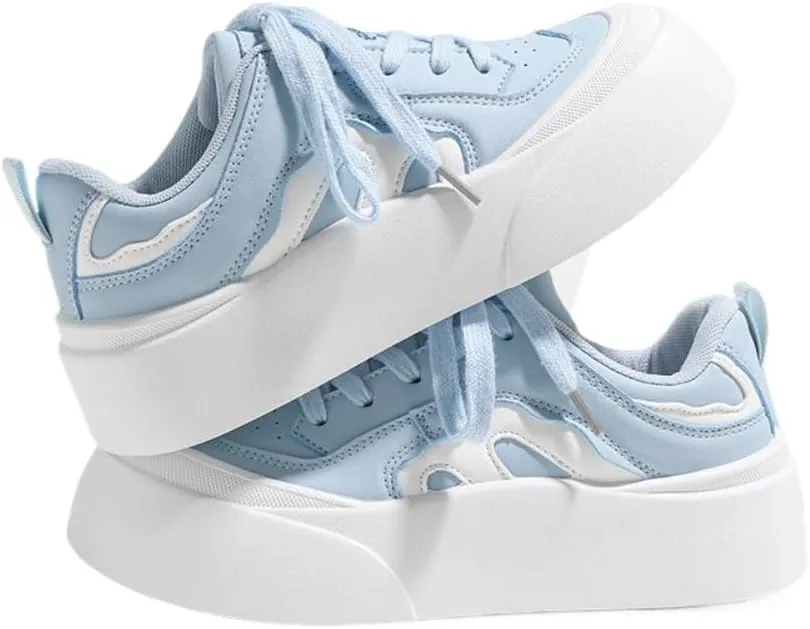 Cream Korean Chunky Sneakers, Kawaii Academy Style, White Cloud Sole with Hidden Heel Lift, Athletic Shoes for Women Outfit for Travel, Trendy Gift for Daughter