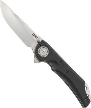 CRKT Seismic EDC Folding Pocket Knife: Heavy Duty Everyday Carry, Satin Blade, Flipper Open, Deadbolt Button Lock, IKBS Ball Bearing Pivot, G10 Handle, Deep Carry Pocket Clip 5401