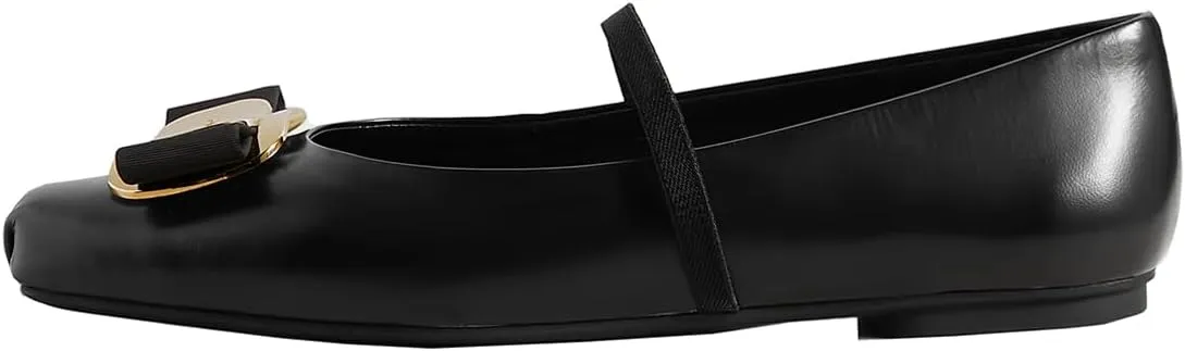 Divanne Ballet Flats for Women, Bowtie Mary Jane Flats Square Toe Ballerina Shoes with Strap